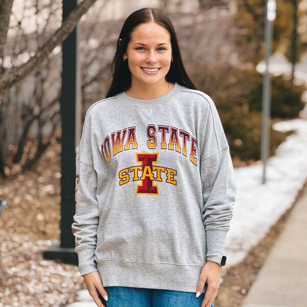 Colosseum Women's I-State Heather Gray Oversized Crewneck